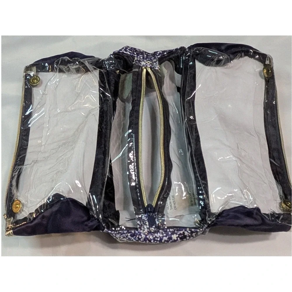 Adrienne Vittadini Cosmetic Bag Womens OS‎ Navy Blue Tri-fold Travel Case
